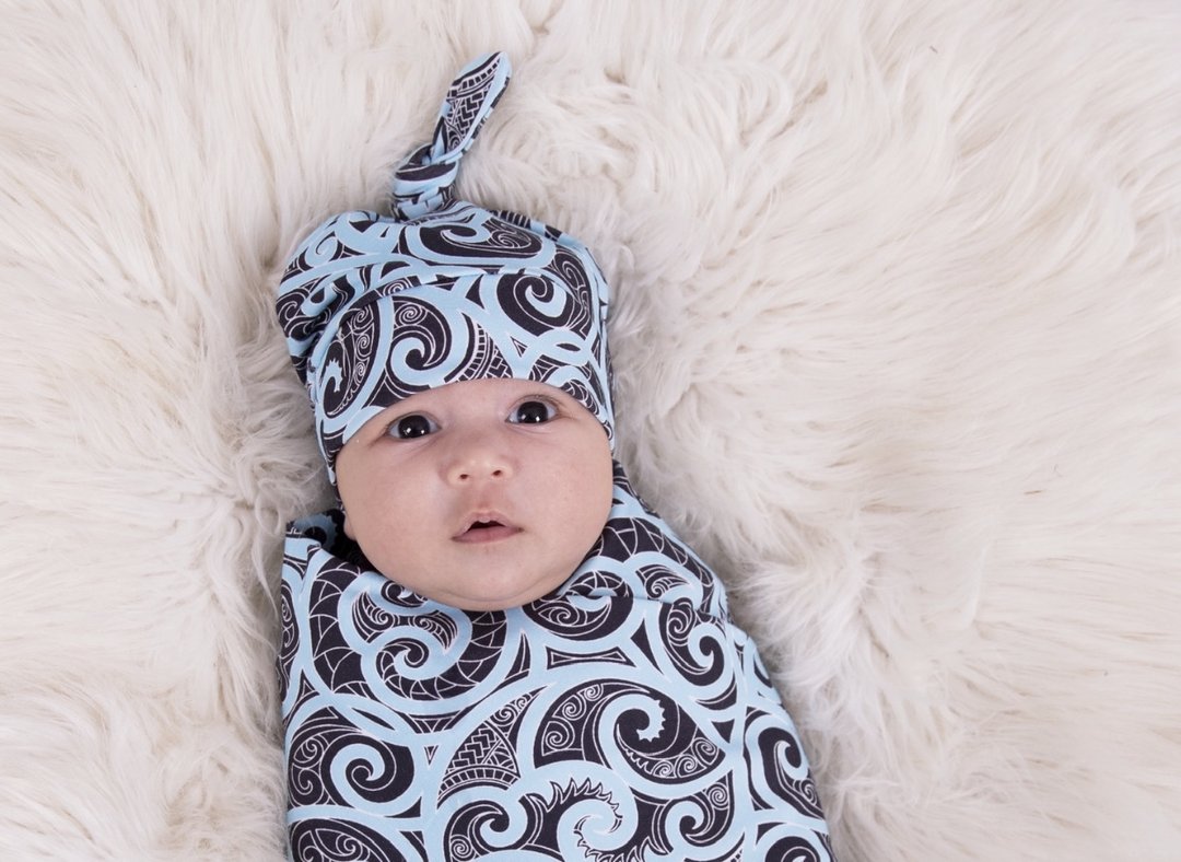 Beautiful baby beanies using Maori designs from nz clothing company Emere.