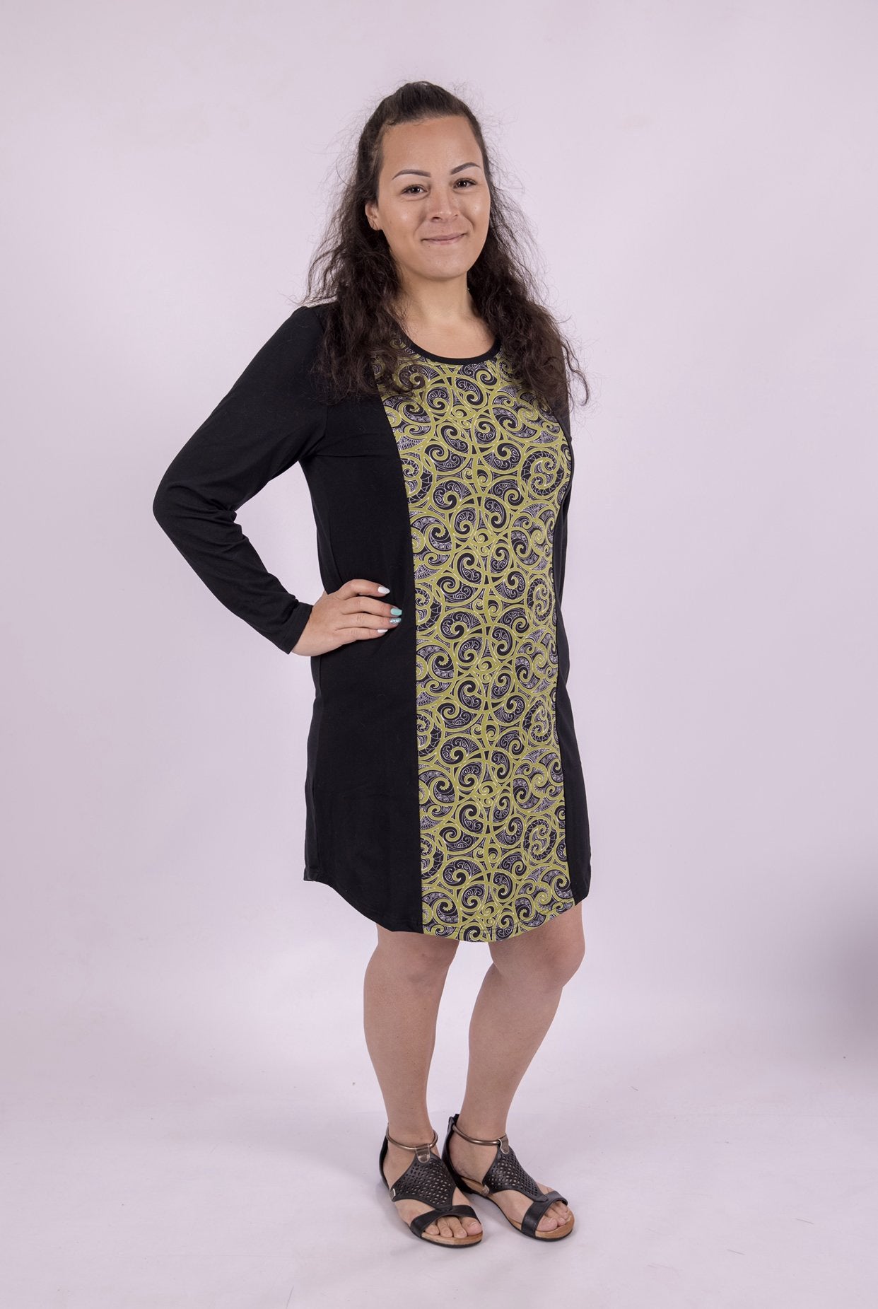 womens clothing nz maori fashion long sleeve t-shirt dress by Emere Designs