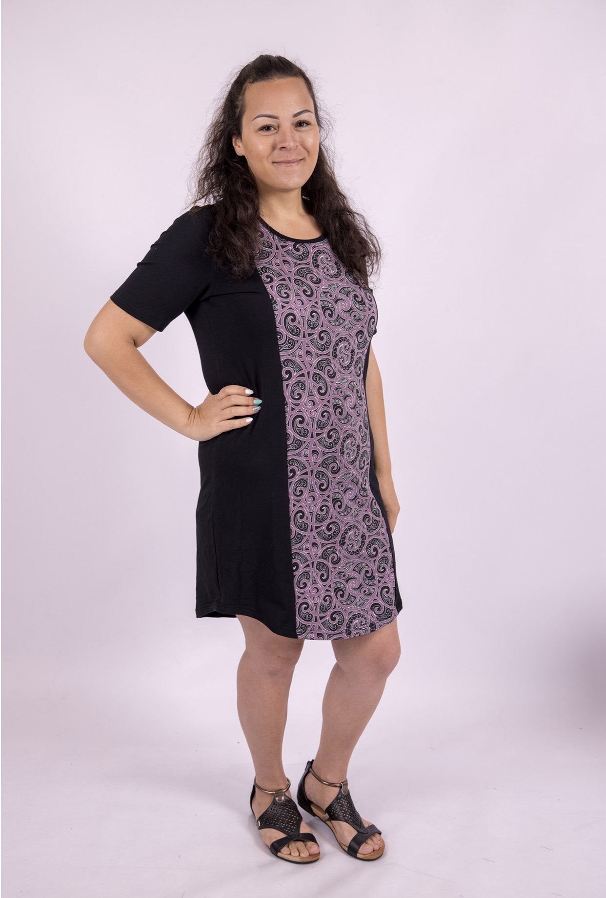 nz clothing maori design clothing short sleeve t-shirt dress by Emere Designs